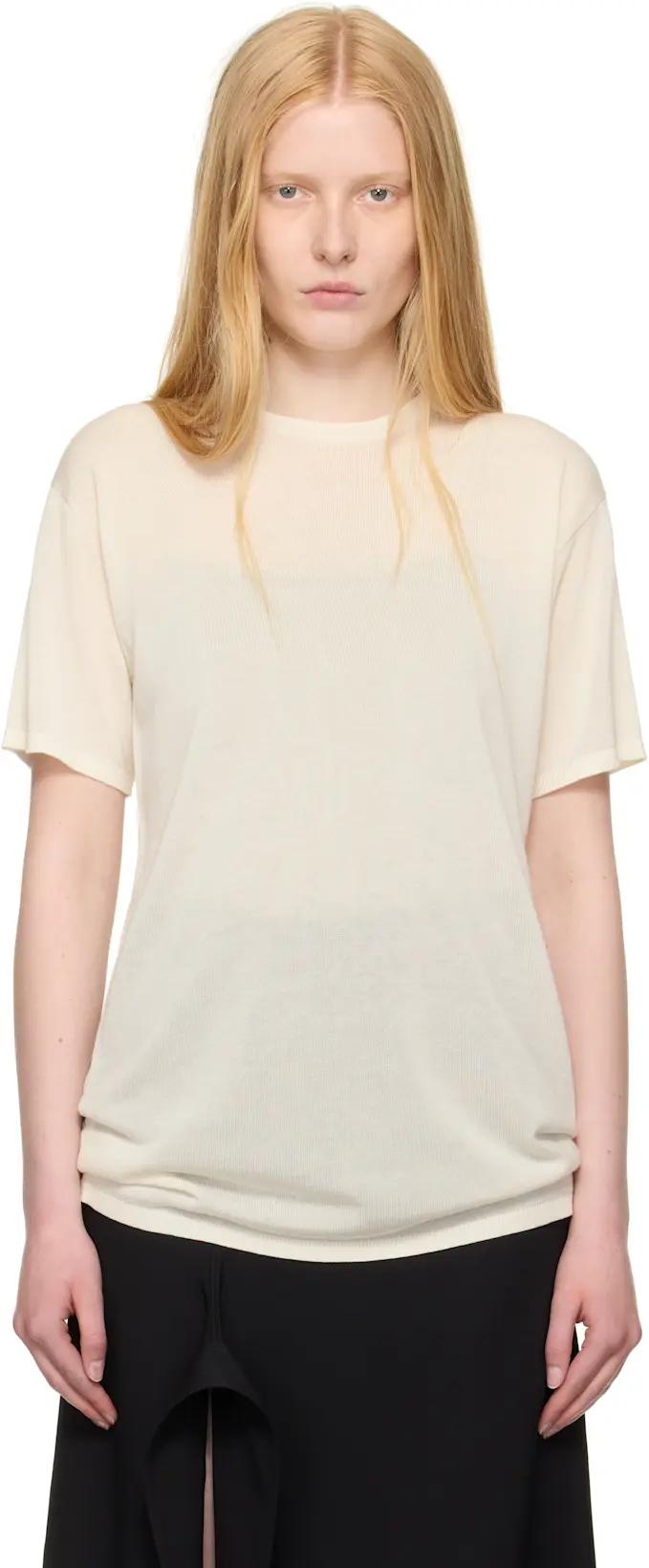 White Knit T-shirt by TOTEME