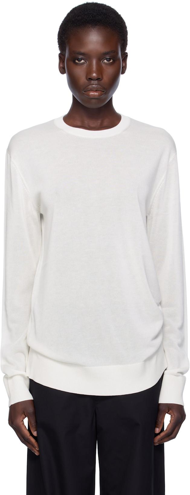 White Long-Sleeve Knit T-shirt by TOTEME
