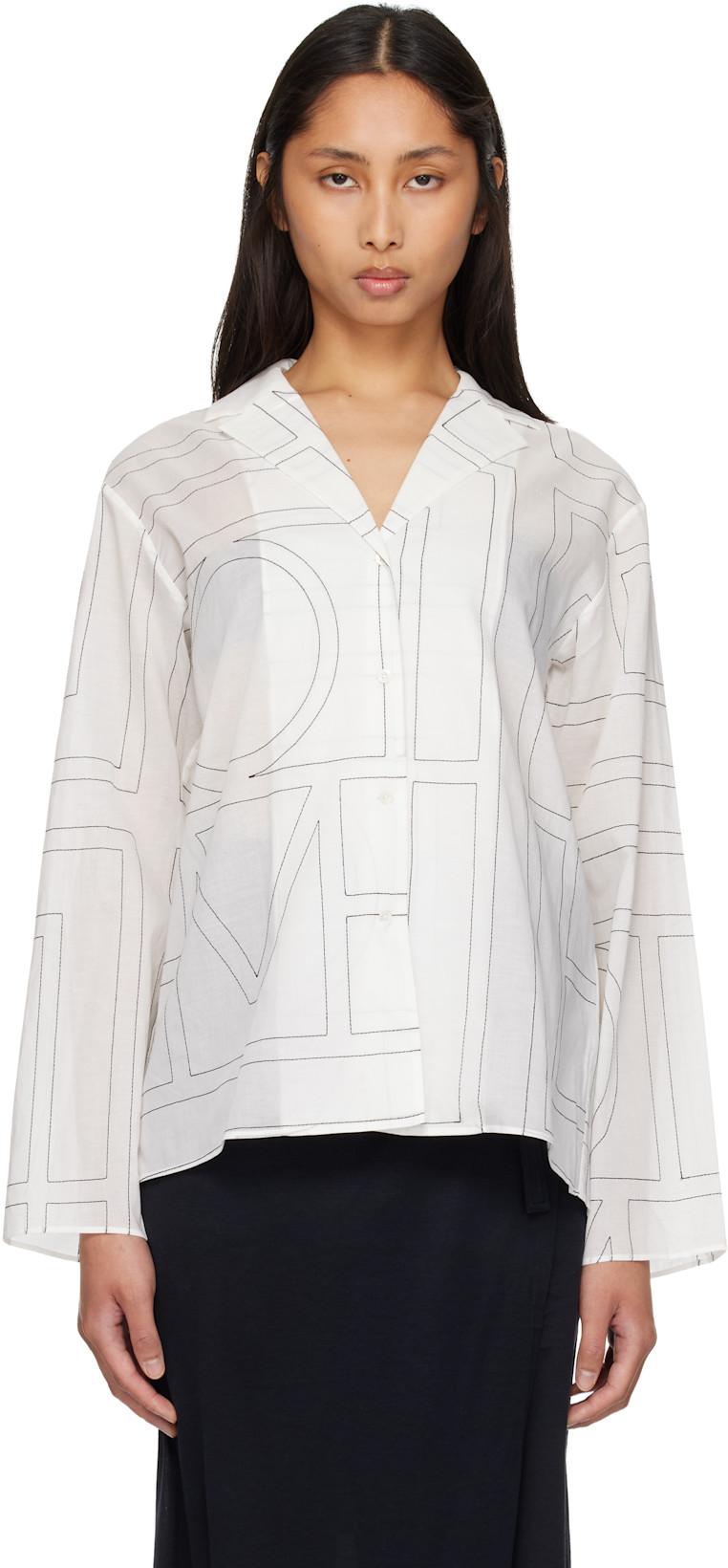 White Monogram Cotton-Blend PJ Shirt by TOTEME