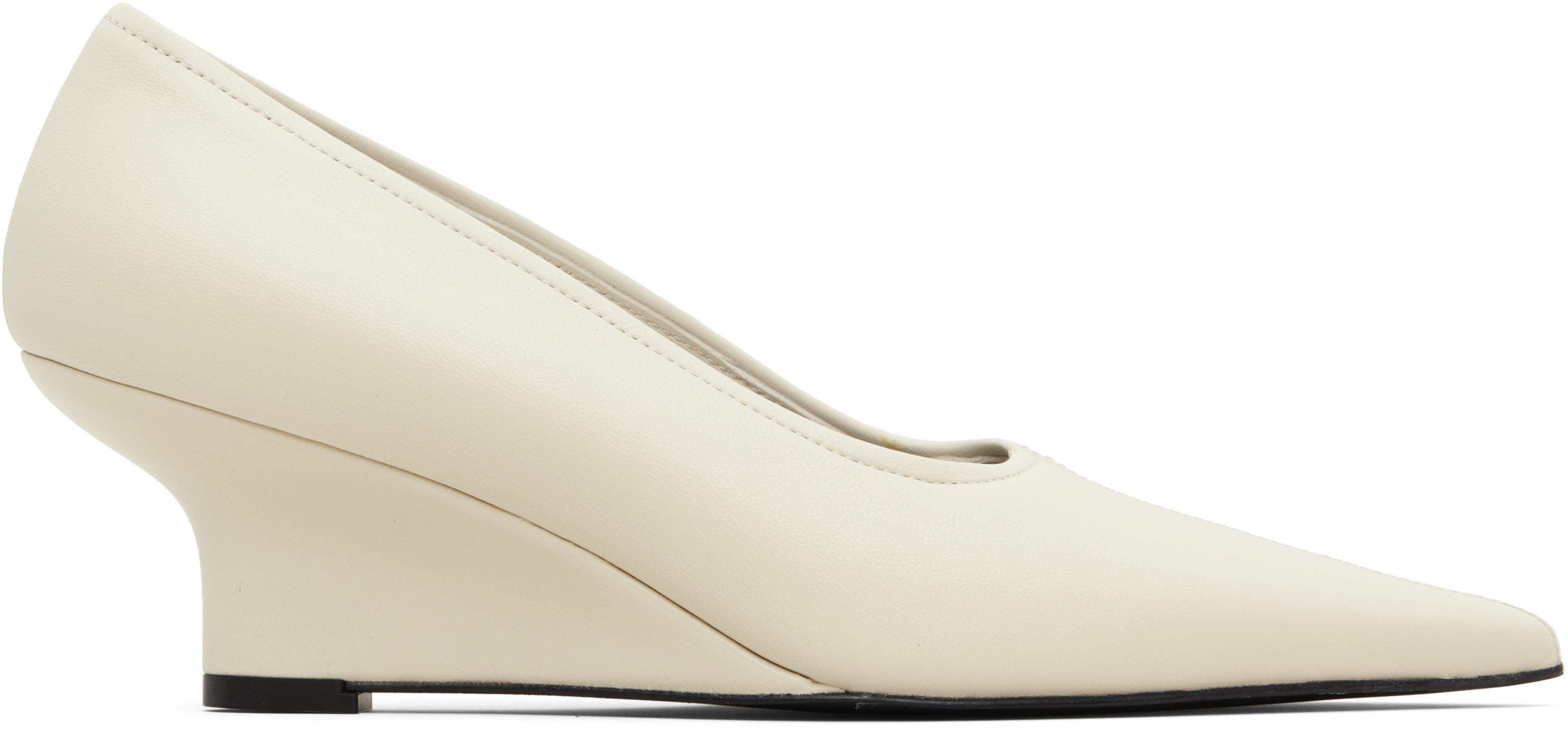 White Sharp Nappa Wedge Heels by TOTEME