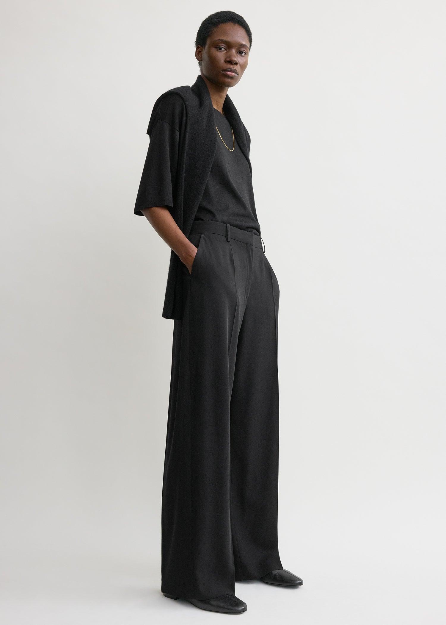 Wide fluid trousers black petite by TOTEME