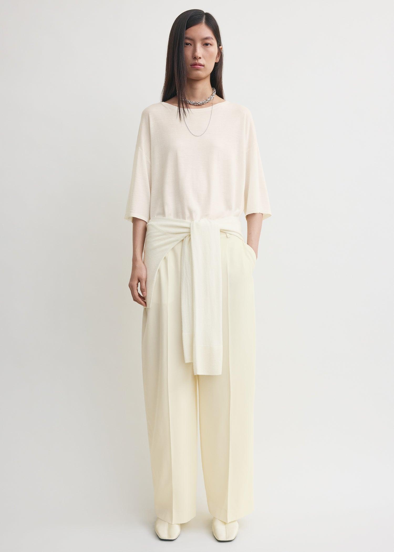 Wide fluid trousers ecru petite by TOTEME