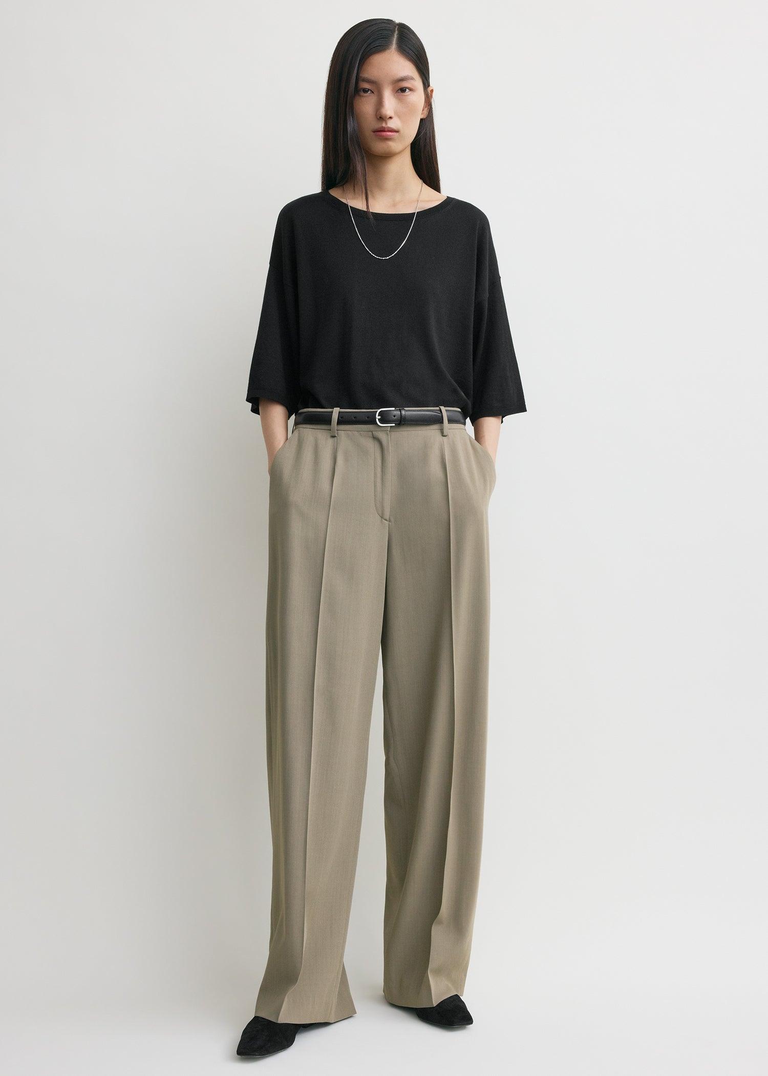 Wide fluid trousers taupe petite by TOTEME