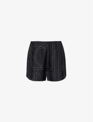 Wide-leg high-rise silk-twill shorts by TOTEME