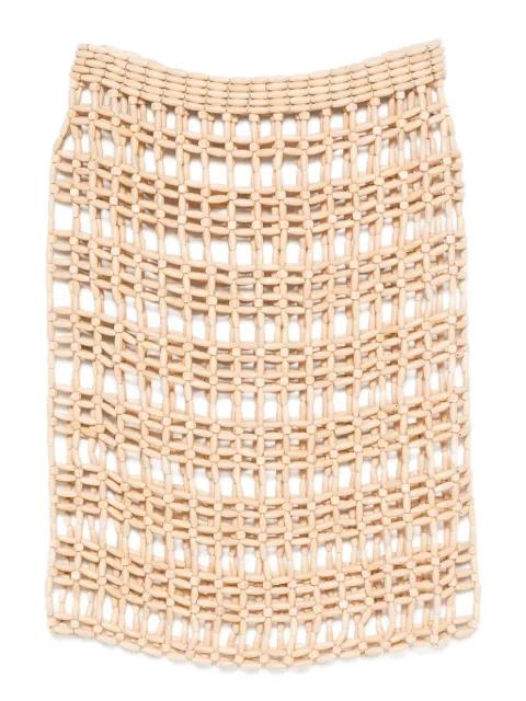 beaded grid midi skirt by TOTEME