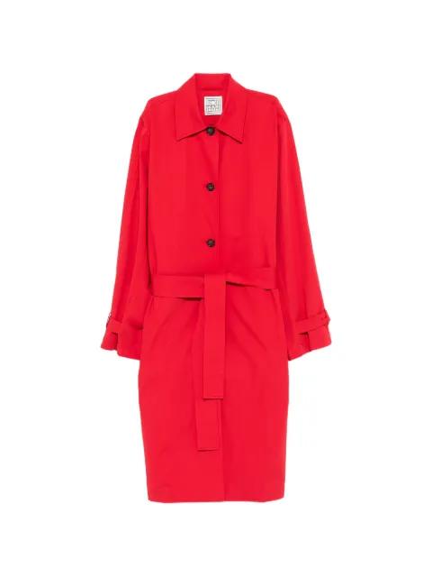 belted button-fastening coat by TOTEME