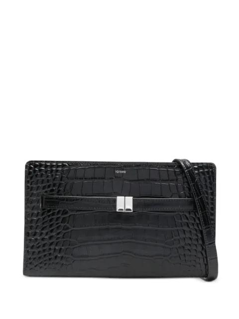 belted croco-embossed cross body bag by TOTEME