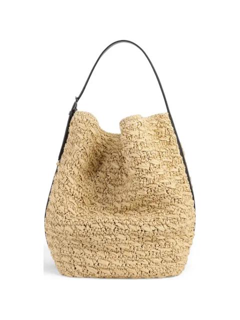 belted paper raffia tote bag by TOTEME