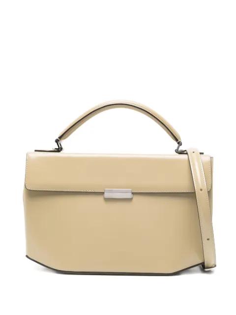clip polished-leather top handle cashew by TOTEME