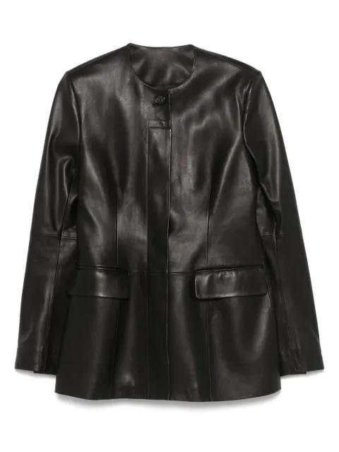 collarless leather jacket by TOTEME