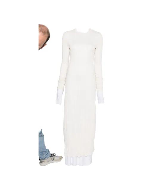 crinkled knit long-sleeve dress pale apricot by TOTEME