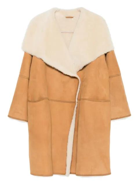 draped shearling coat by TOTEME