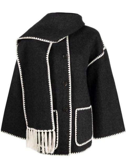 embroidered scarf jacket dark grey mélange by TOTEME