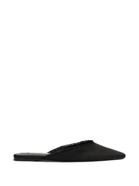 frayed satin lounge slippers by TOTEME