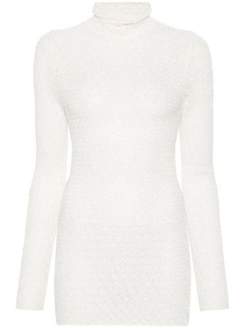 high-neck crochet-knit jumper by TOTEME