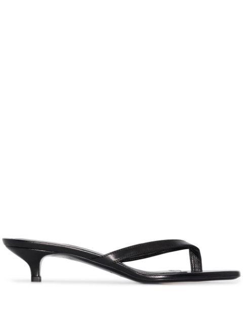 leather heeled flip flops by TOTEME