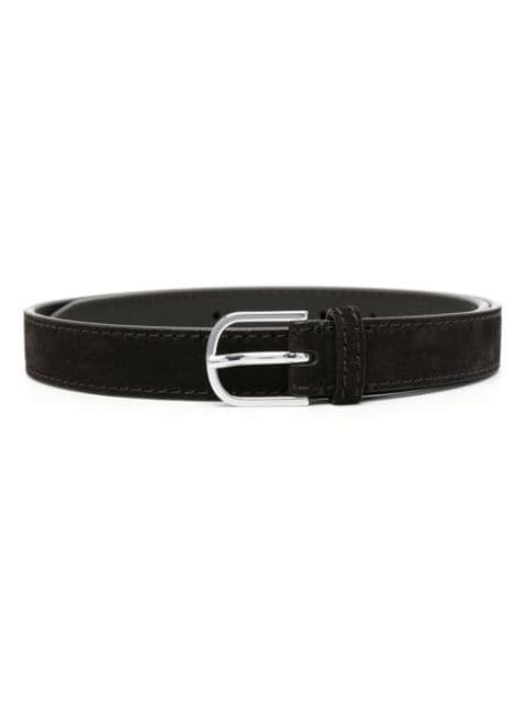 logo-engraved suede belt by TOTEME