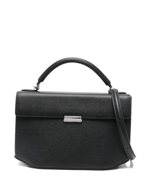 medium grained-leather top-handle tote bag by TOTEME