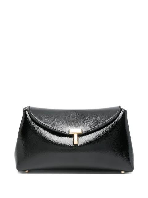 mini T-lock naplack clutch black by TOTEME