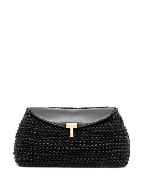 mini T-lock woven-leather clutch bag by TOTEME