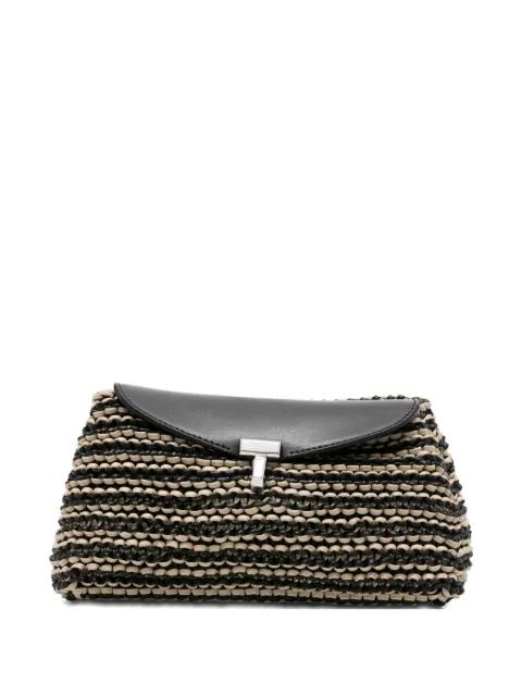 mini T-lock woven-leather clutch bag by TOTEME