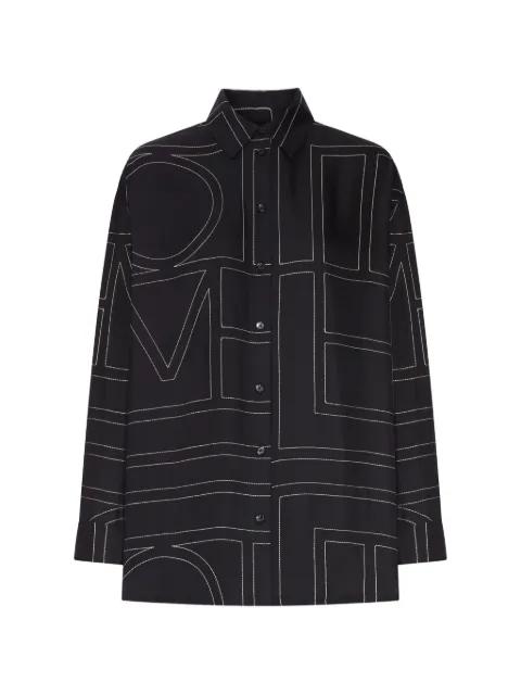monogram-embroidered silk shirt by TOTEME
