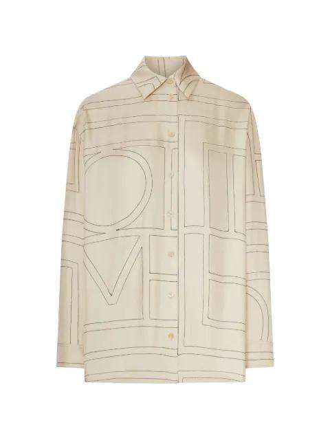 monogram-print silk shirt by TOTEME