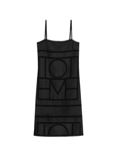 monogram silk dress washed black by TOTEME