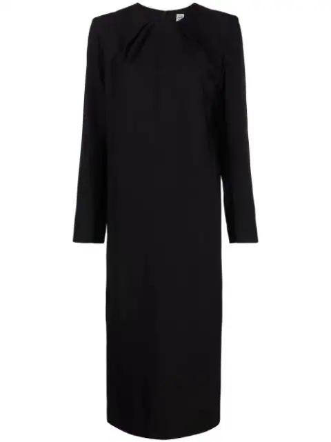 pleat-detail long-sleeve dress by TOTEME