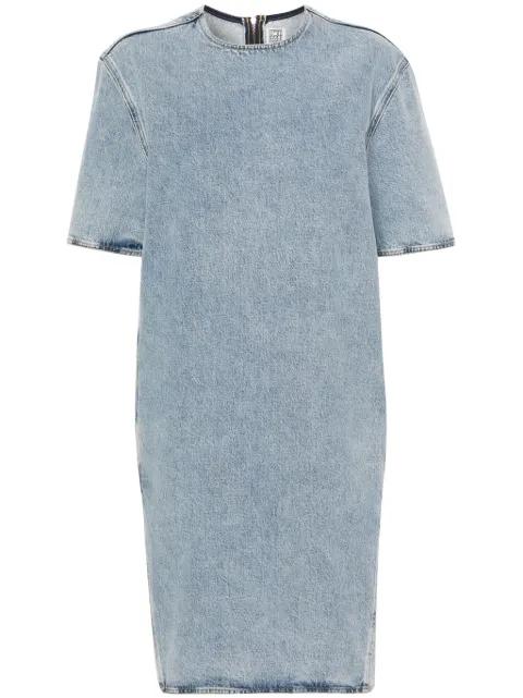 short-sleeve denim midi dress by TOTEME