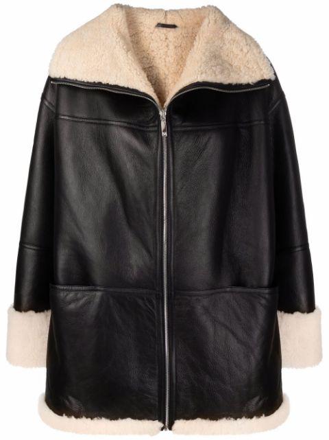 signature shearling jacket black/off-white by TOTEME
