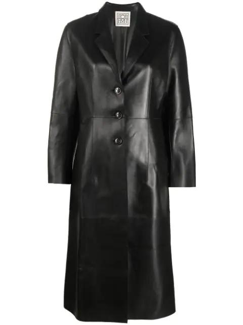 single-breasted leather coat by TOTEME