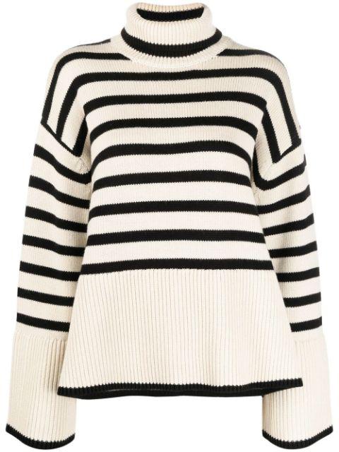 striped rollneck jumper by TOTEME