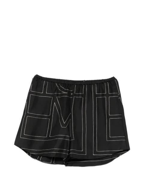 topstitched silk shorts by TOTEME