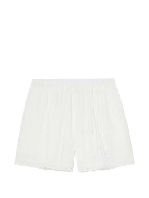 broderie-anglaise-trim pleated shorts by TOUT A COUP