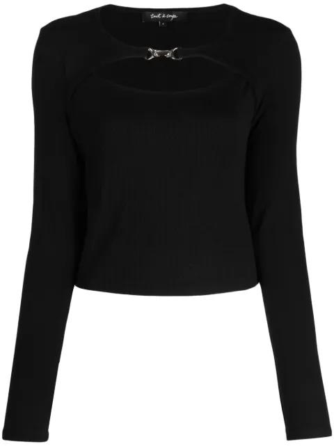 buckle-detail cut-out cropped top by TOUT A COUP