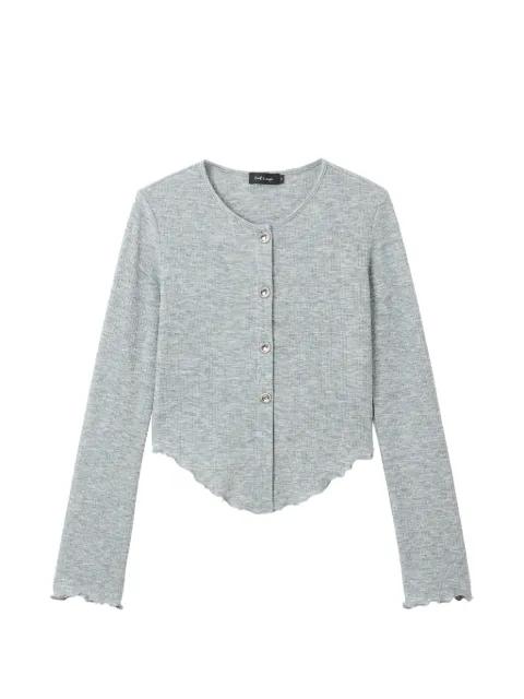 button-front ruffled-hem cardigan by TOUT A COUP