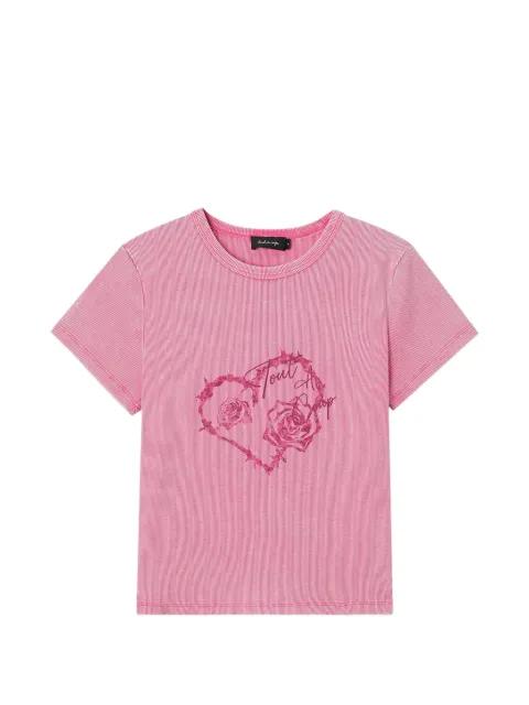 heart-print ribbed T-shirt by TOUT A COUP