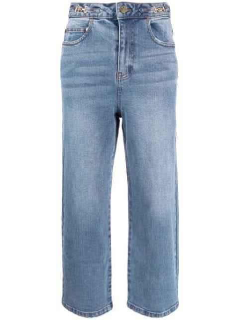 horsebit-embellished mid-rise straight-leg jeans by TOUT A COUP horsebit-embellished mid-rise straight-leg jeans by TOUT A COUP