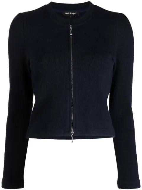 round-neck ribbed-knit jacket by TOUT A COUP