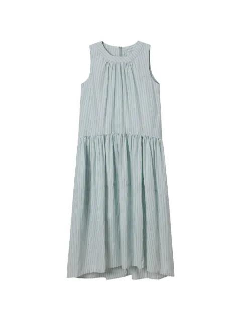 striped gathered midi dress by TOUT A COUP