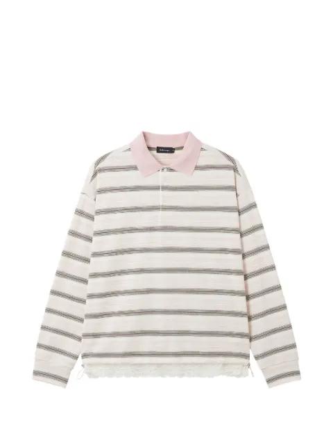 striped lace-trim polo top by TOUT A COUP