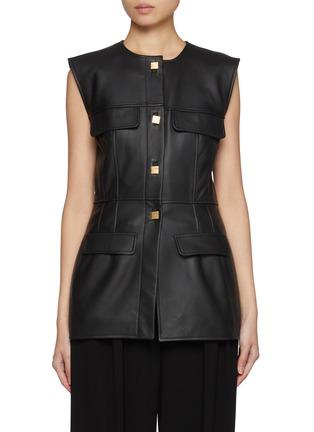 Gia Button Down Leather Gilet by TOVE