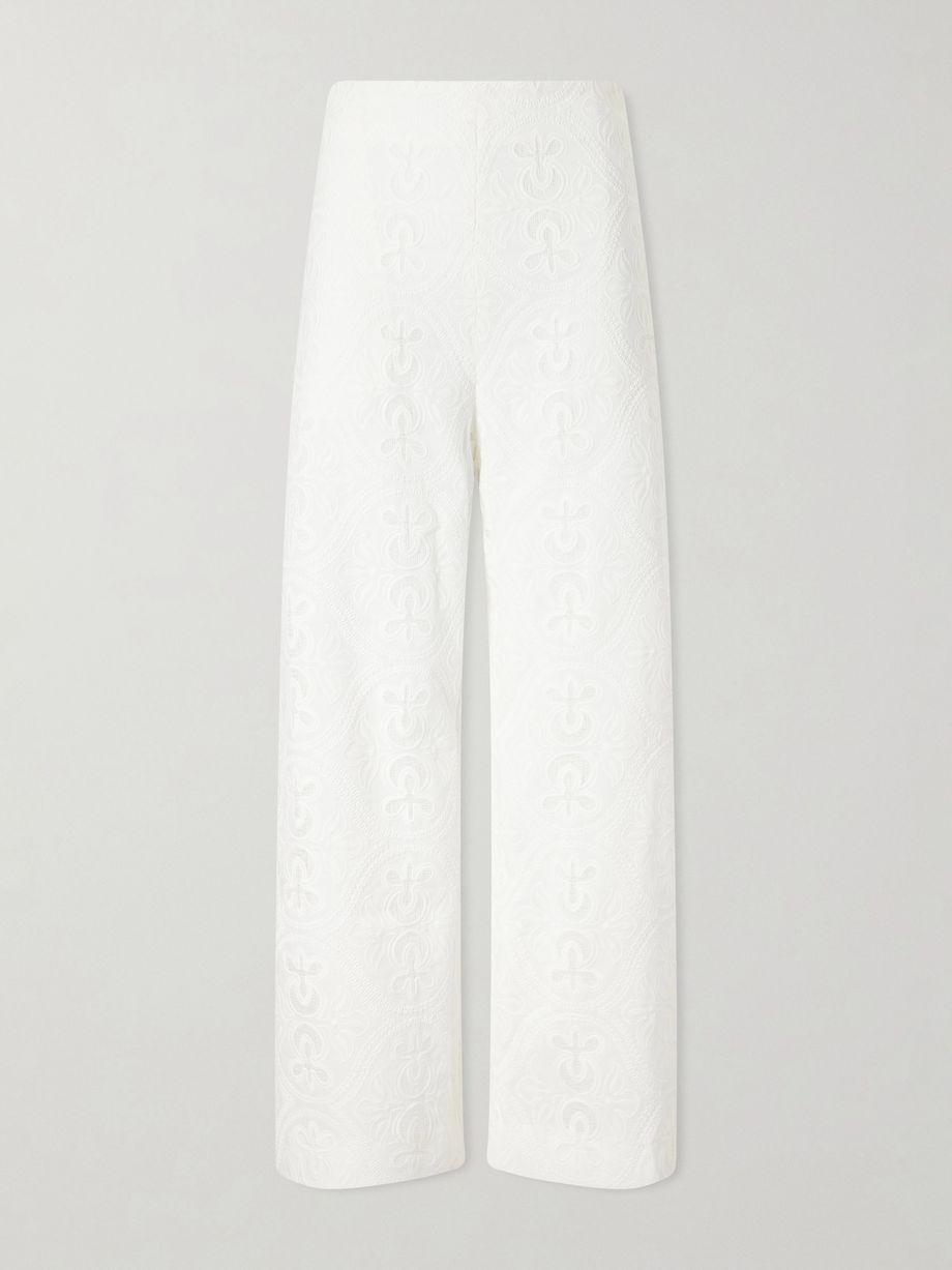 Nynette floral-embroidered cotton-blend wide-leg pants by TOVE