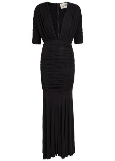 Yana ruched stretch-jersey maxi dress by TOVE