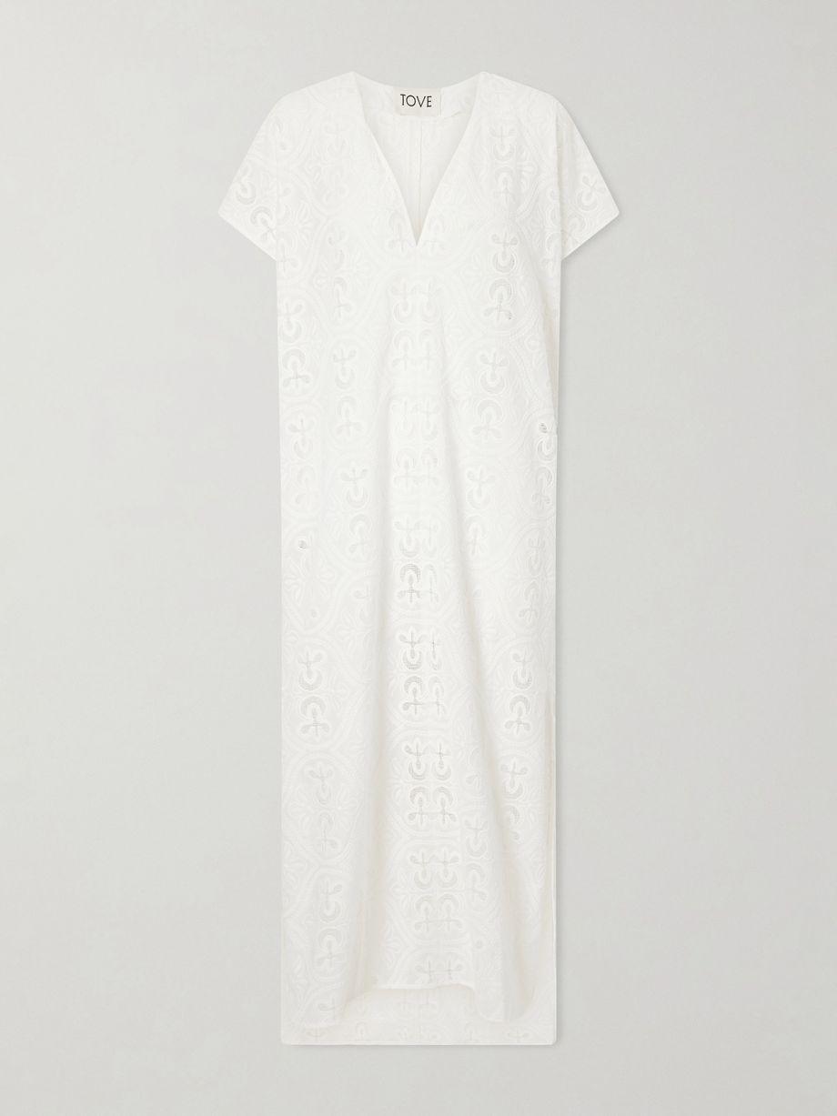 Yuna embroidered cotton-blend midi dress by TOVE
