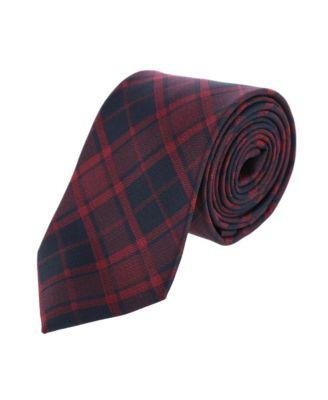 Men's Kincade Red Blackwatch Plaid Silk Necktie by TRAFALGAR