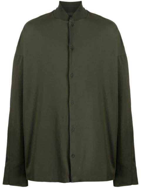 baseball-collar cotton shirt by TRANSIT
