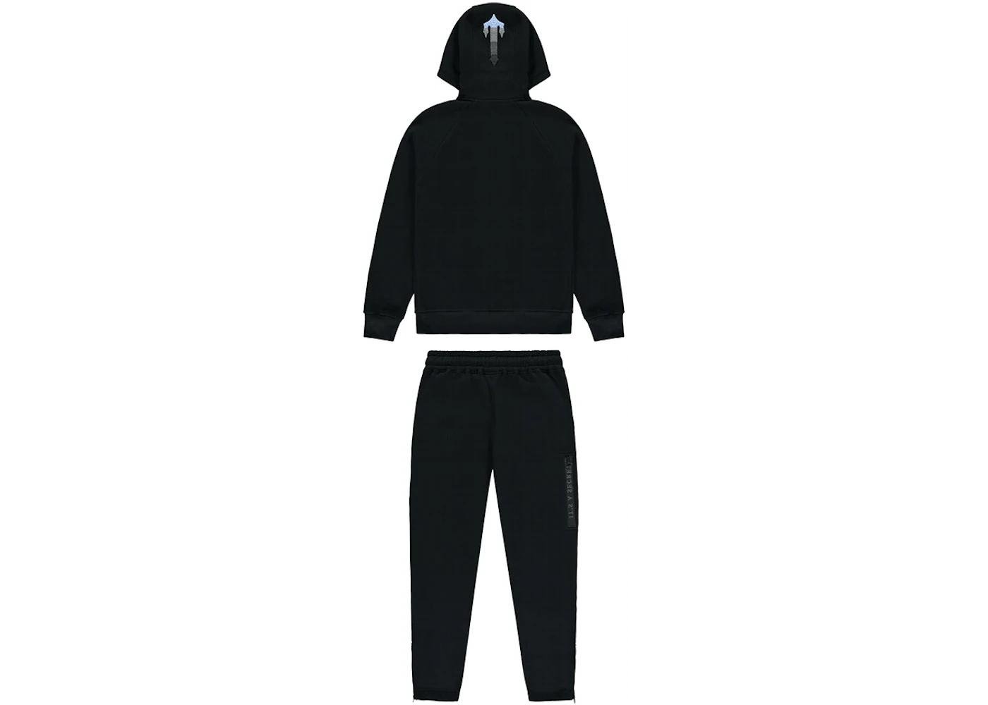 Chenille Decoded 2.0 Hoodie Tracksuit Black/Ice Blue by TRAPSTAR