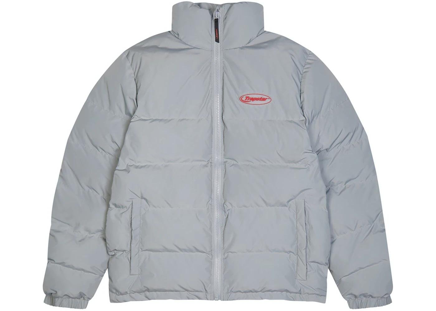 Hyperdrive Puffer Jacket Light Grey/Red by TRAPSTAR